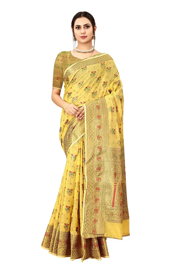 Women_Cotton_Silk_Kanjeevaram_Saree_With_Blouse_Piece