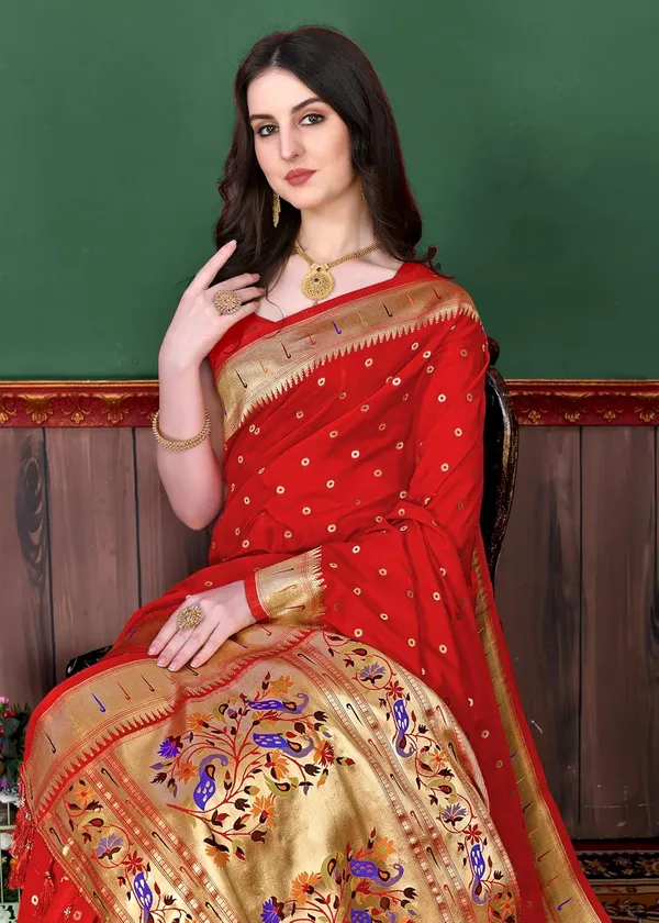 Women_Litchi_Silk_Paithani_Saree_With_Blouse_Piece