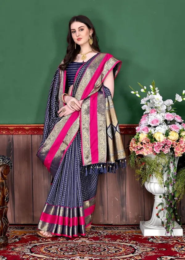 Paithani_Silk_Blend_Woven_Saree_With_Unstitched_Blouse_Piece