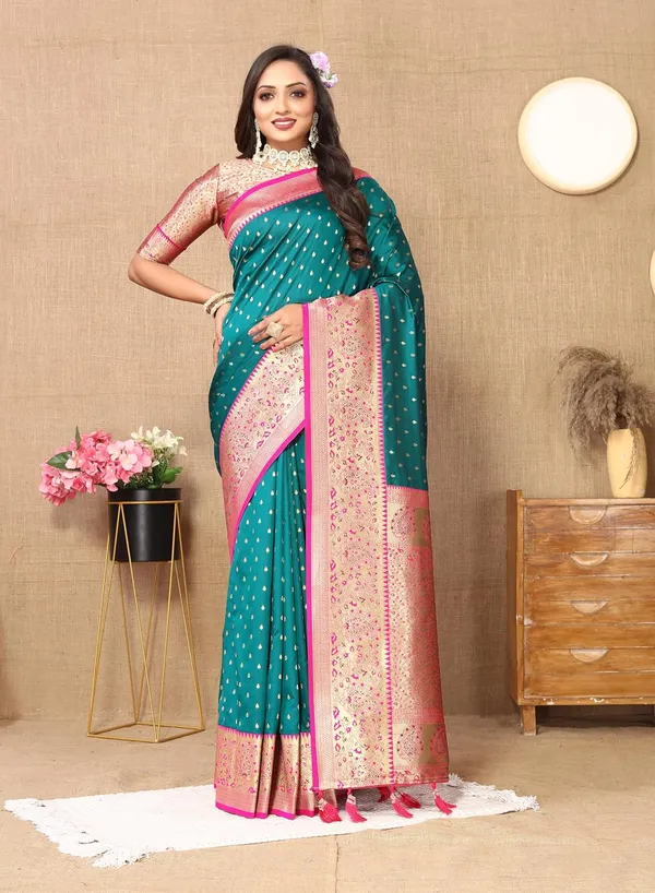 Women_Lichi_Silk_Kanjivaram_Saree_With_Unstitched_Blouse_Piece