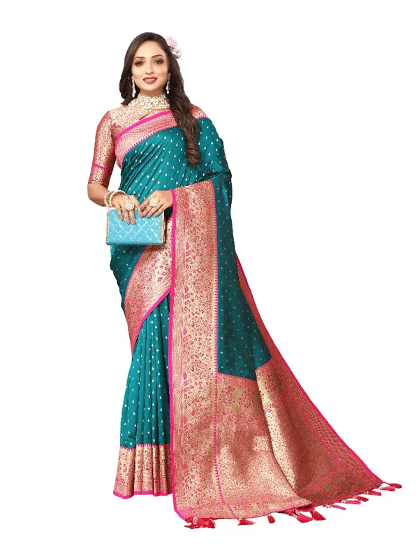 Women_Lichi_Silk_Kanjivaram_Saree_With_Unstitched_Blouse_Piece