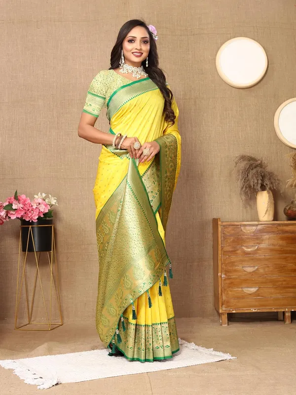 Women_Paithani_Lichi_Silk_Kanjivaram_Saree_With_Unstitched_Blouse_Piece