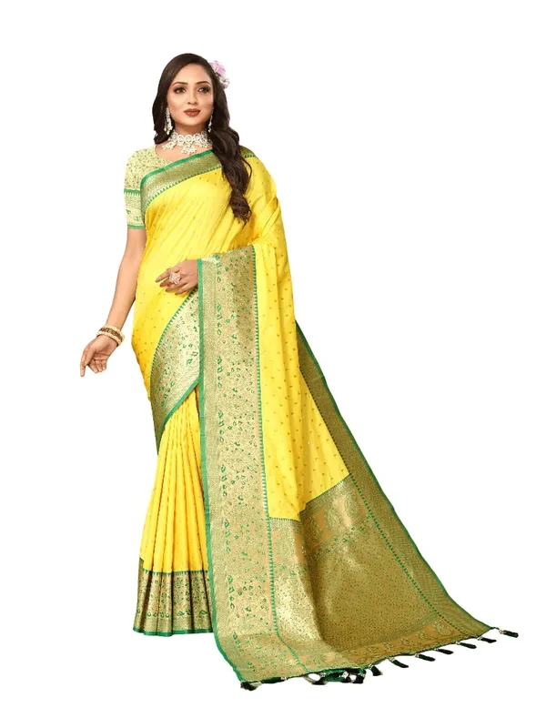 Women_Paithani_Lichi_Silk_Kanjivaram_Saree_With_Unstitched_Blouse_Piece
