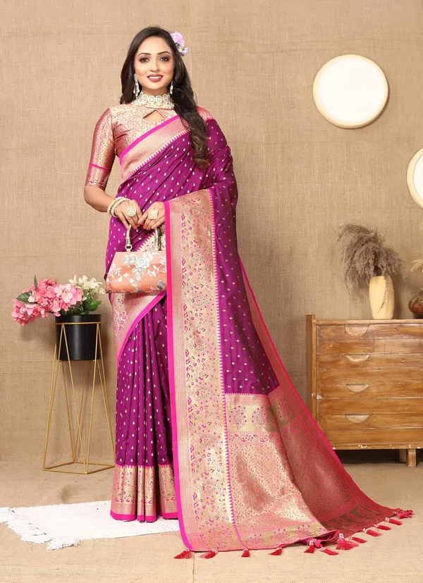 Women_Lichi_Silk_Kanjivaram_Saree_With_Unstitched_Blouse_Piece