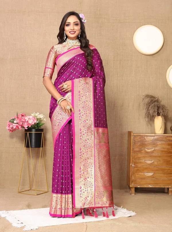 Women_Lichi_Silk_Kanjivaram_Saree_With_Unstitched_Blouse_Piece