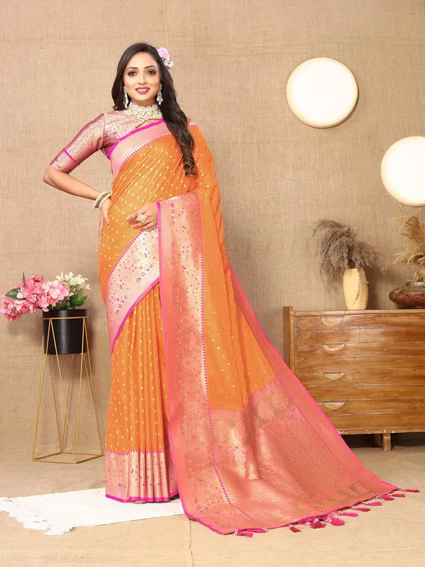 Women_Lichi_Silk_Kanjivaram_Saree_With_Blouse_Piece