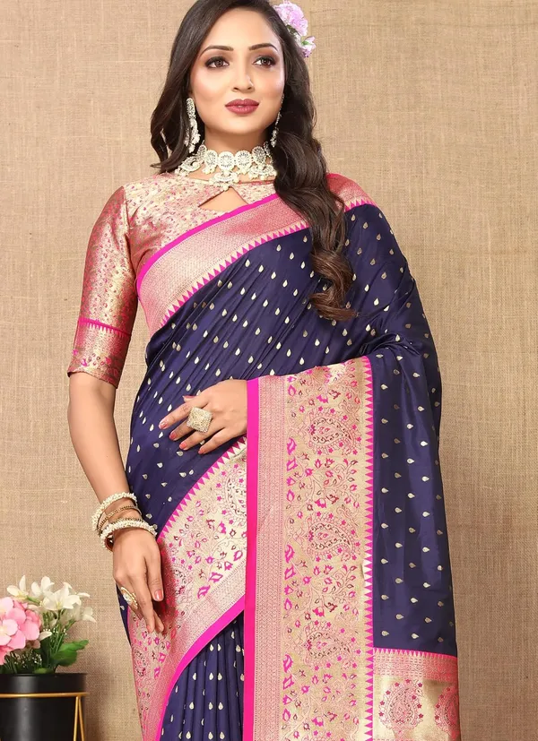 Women_Lichi_Silk_Kanjivaram_Saree_With_Unstitched_Blouse_Piece