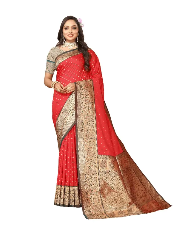 Women_Paithani_Lichi_Silk_Kanjivaram_Saree_With_Unstitched_Blouse_Piece