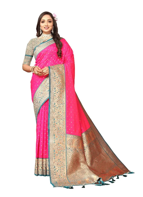Women_Paithani_Lichi_Silk_Kanjivaram_Saree_With_Unstitched_Blouse_Piece