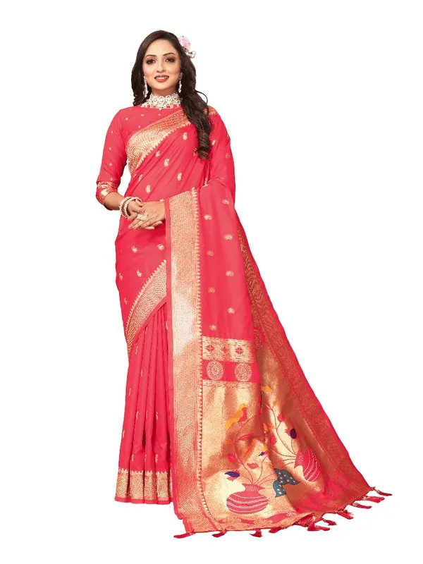 Women_Paithani_Lichi_Silk_Kanjivaram_Saree_With_Unstitched_Blouse_Piece