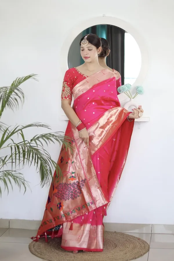 Women_Paithani_Lichi_Silk_Kanjivaram_Saree_With_Blouse_Piece