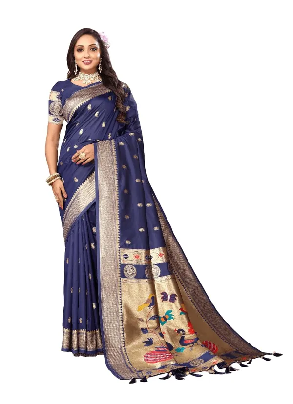 Women_Lichi_Silk_Kanjivaram_Saree_With_Unstitched_Blouse_Piece