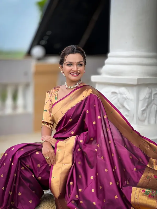 WoMensilk_Blend_Paithani_Saree_With_Unstitched_Blouse_Piece