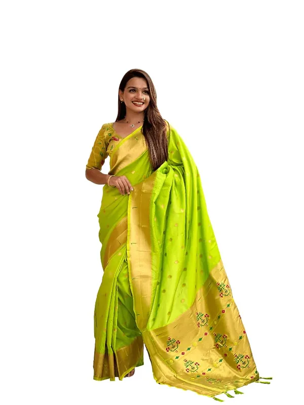 WoMensilk_Blend_Paithani_Saree_With_Unstitched_Blouse_Piece