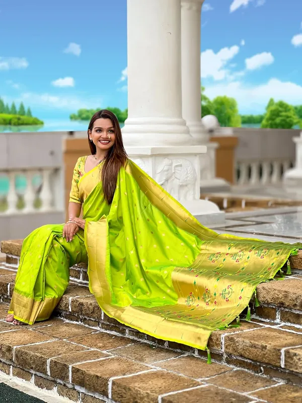 WoMensilk_Blend_Paithani_Saree_With_Unstitched_Blouse_Piece
