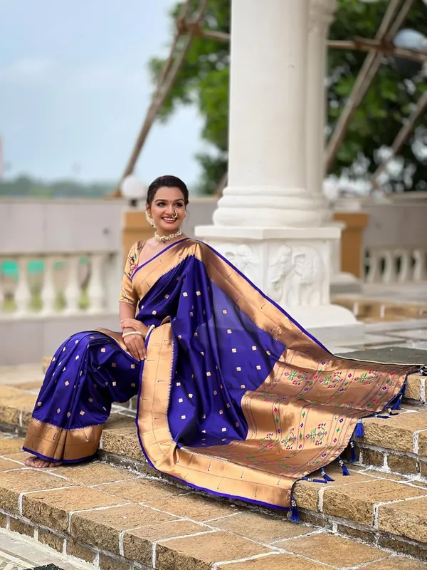 WoMensilk_Blend_Paithani_Saree_With_Unstitched_Blouse_Piece