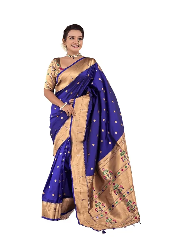WoMensilk_Blend_Paithani_Saree_With_Unstitched_Blouse_Piece