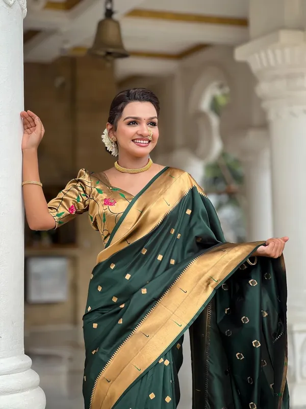 WoMensilk_Blend_Paithani_Saree_With_Unstitched_Blouse_Piece