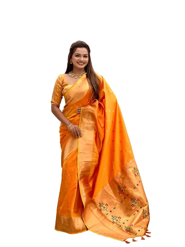 WoMensilk_Blend_Paithani_Saree_With_Unstitched_Blouse_Piece