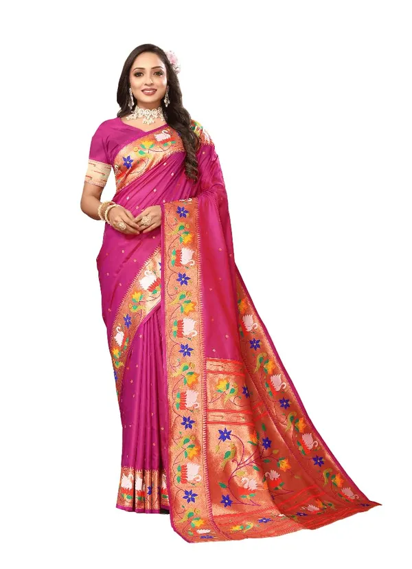 WoMensilk_Paithani_Saree_With_Blouse_Piece