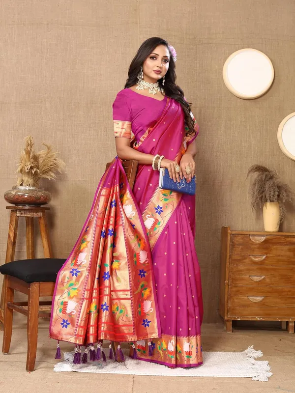 WoMensilk_Paithani_Saree_With_Blouse_Piece