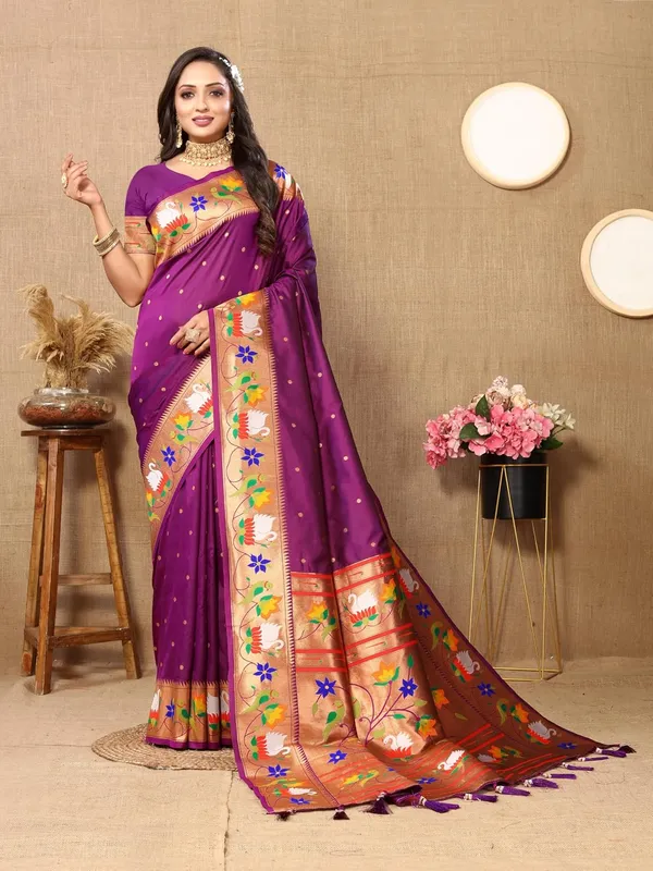 WoMensilk_Paithani_Saree_With_Blouse_Piece