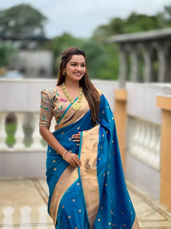 WoMensilk_Blend_Paithani_Saree_With_Unstitched_Blouse_Piece