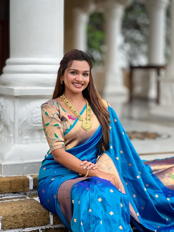 WoMensilk_Blend_Paithani_Saree_With_Unstitched_Blouse_Piece