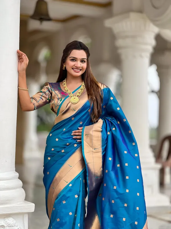 WoMensilk_Blend_Paithani_Saree_With_Unstitched_Blouse_Piece