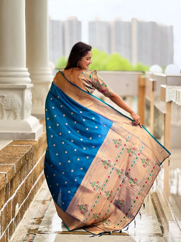 WoMensilk_Blend_Paithani_Saree_With_Unstitched_Blouse_Piece