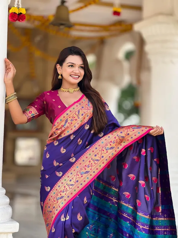 WoMensilk_Paithani_Saree_With_Blouse_Piece