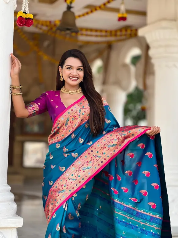 WoMensilk_Paithani_Saree_With_Unstitched_Blouse_Piece