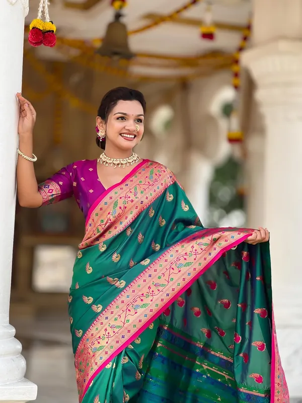 WoMensilk_Paithani_Saree_With_Blouse_Piece