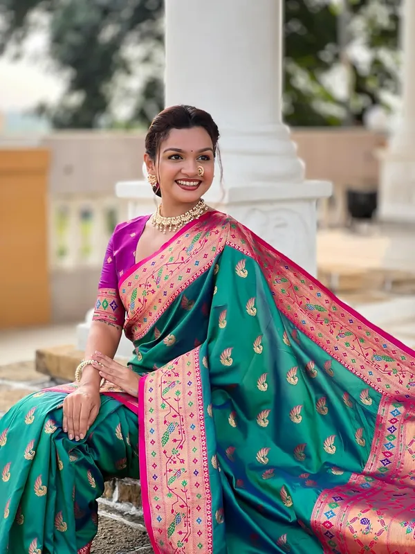 WoMensilk_Paithani_Saree_With_Blouse_Piece