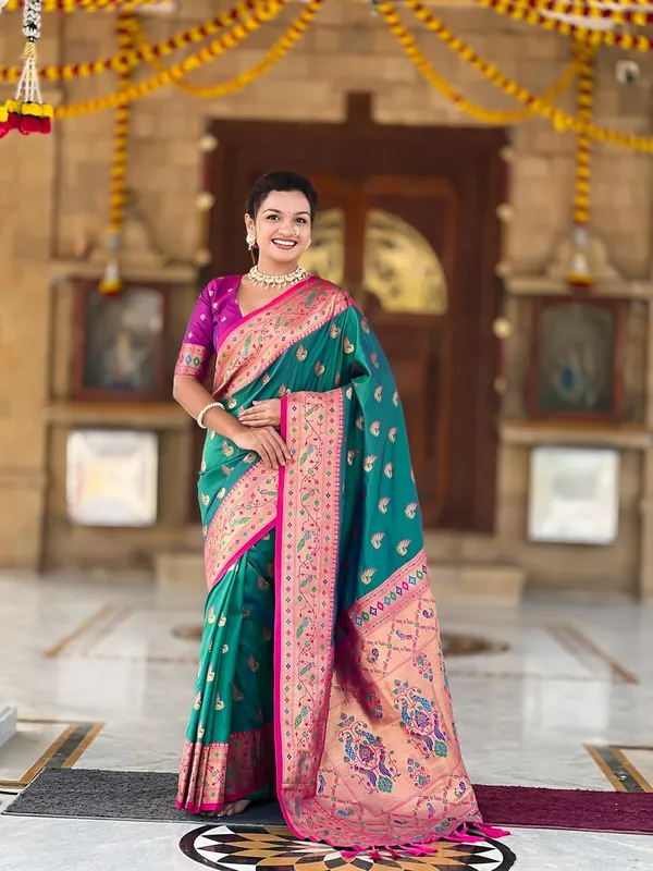 WoMensilk_Paithani_Saree_With_Blouse_Piece