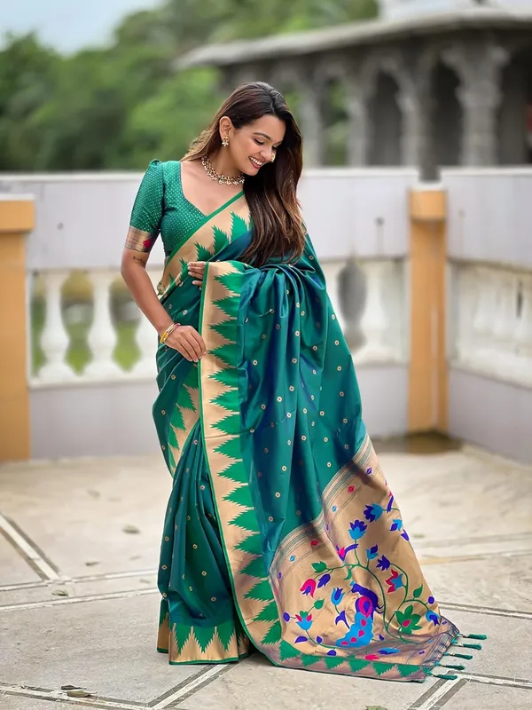 WoMensilk_Blend_Paithani_Saree_With_Unstitched_Blouse_Piece
