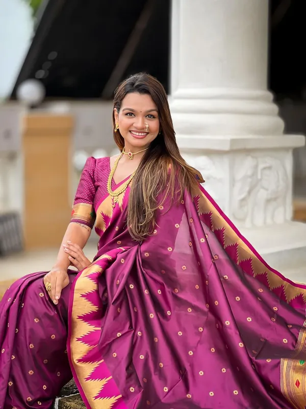 WoMensilk_Blend_Paithani_Saree_With_Unstitched_Blouse_Piece