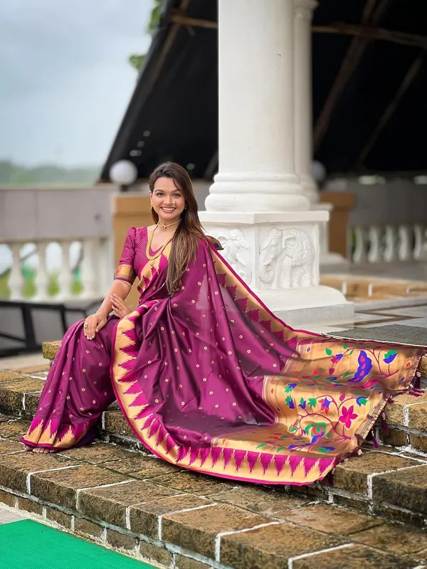 WoMensilk_Blend_Paithani_Saree_With_Unstitched_Blouse_Piece