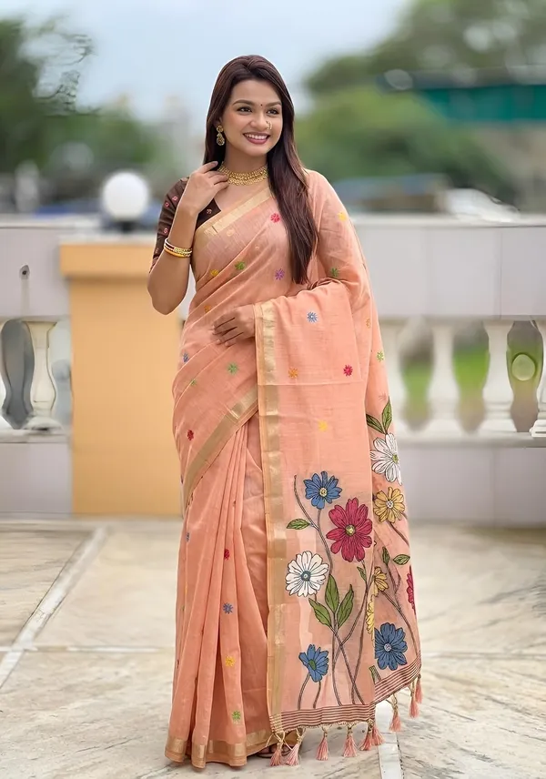Women_Linen_Blend_Saree_With_Blouse_Piece