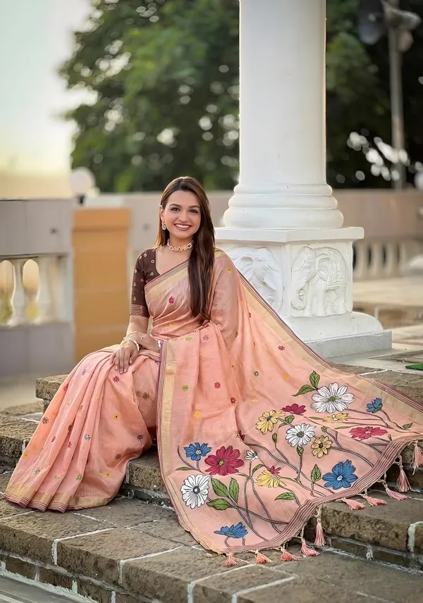Women_Linen_Blend_Saree_With_Blouse_Piece