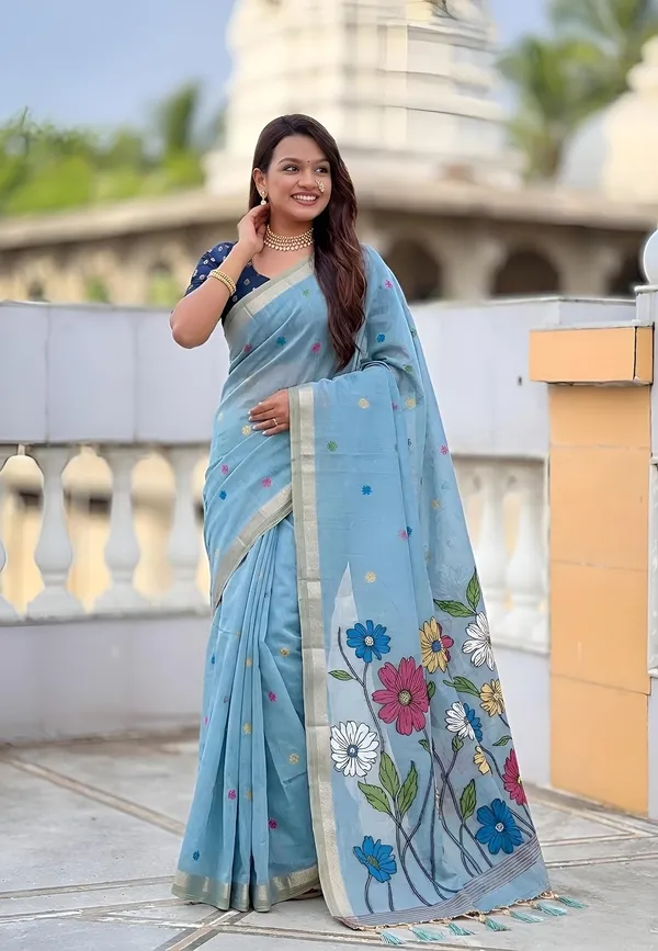 Women_Linen_Blend_Saree_With_Blouse_Piece