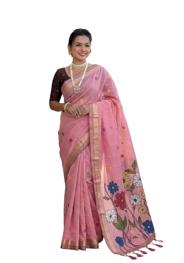Women_Linen_Blend_Saree_With_Blouse_Piece