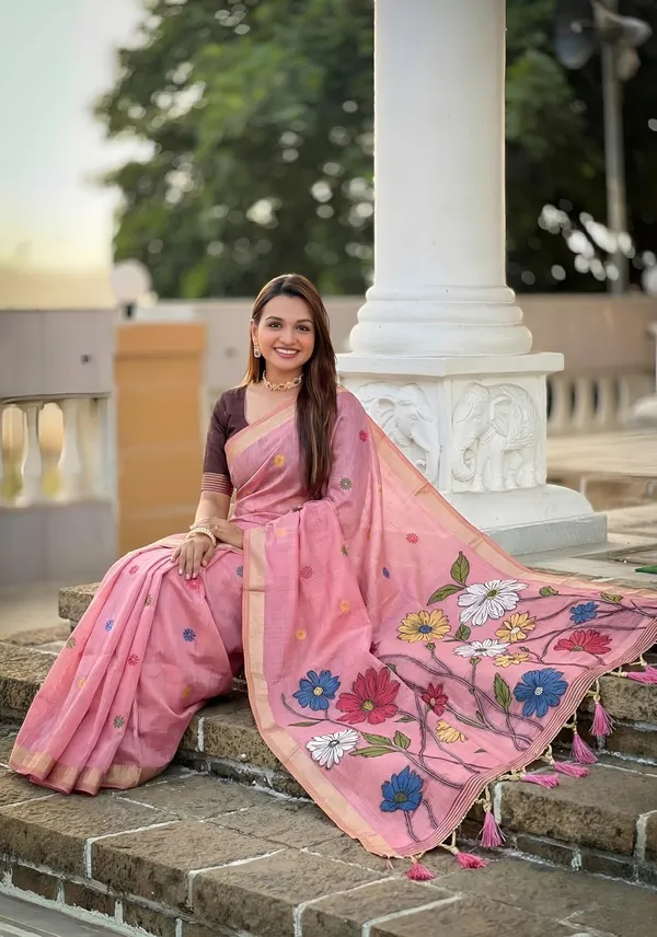 Women_Linen_Blend_Saree_With_Blouse_Piece