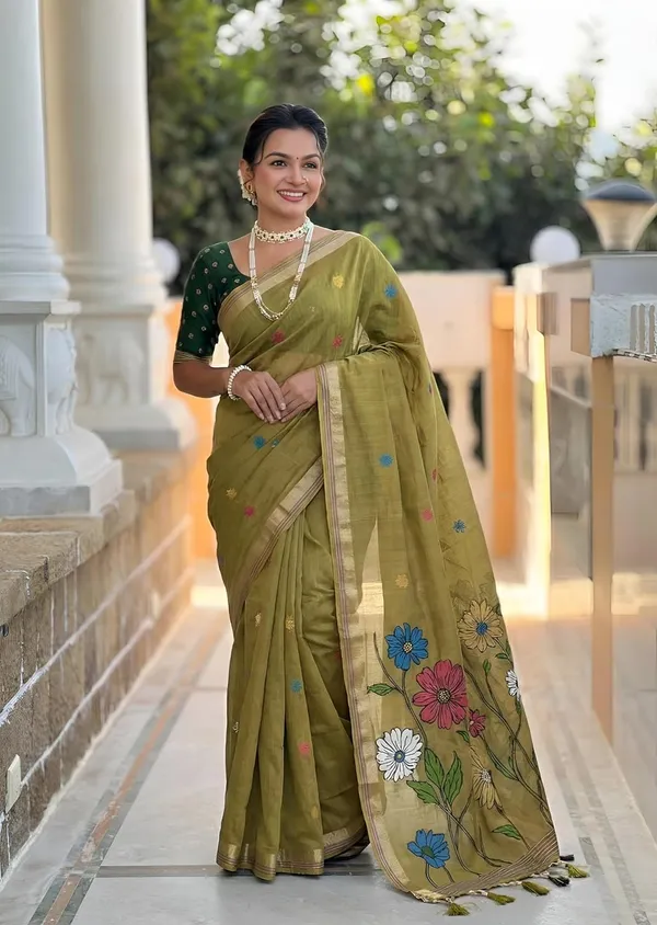 Linen_Blend_Saree_With_Blouse_Piece