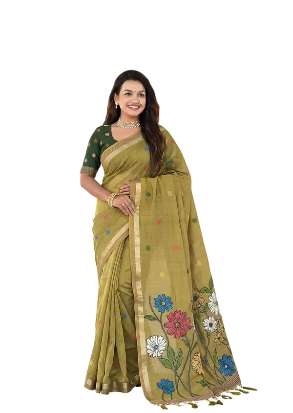 Linen_Blend_Saree_With_Blouse_Piece