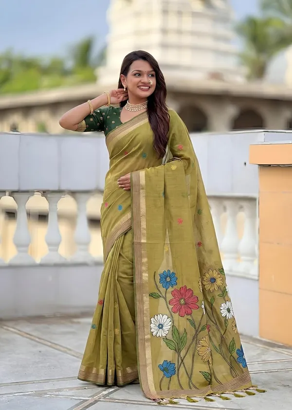Linen_Blend_Saree_With_Blouse_Piece