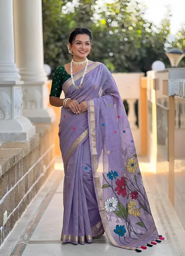 Women_Linen_Blend_Saree_With_Blouse_Piece