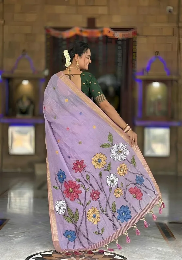 Women_Linen_Blend_Saree_With_Blouse_Piece