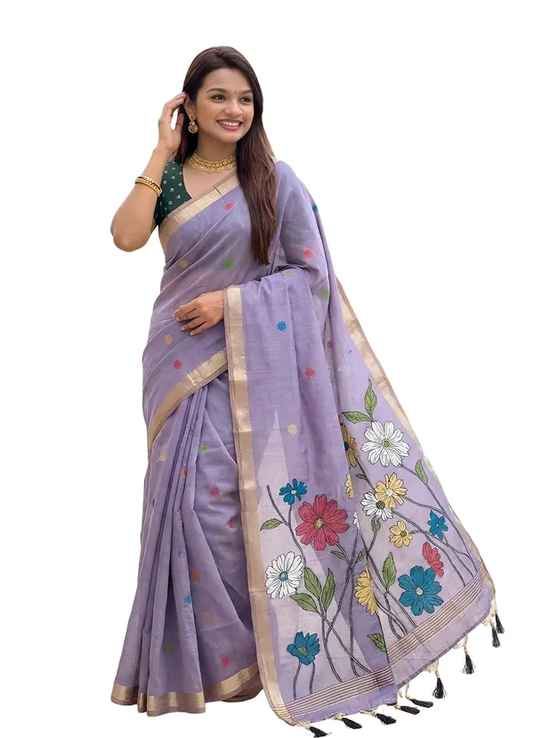 Women_Linen_Blend_Saree_With_Blouse_Piece