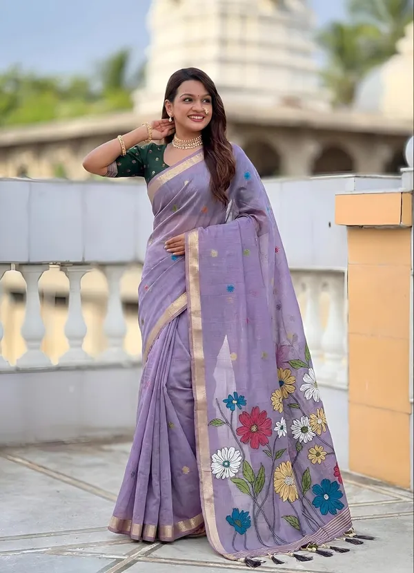 Women_Linen_Blend_Saree_With_Blouse_Piece
